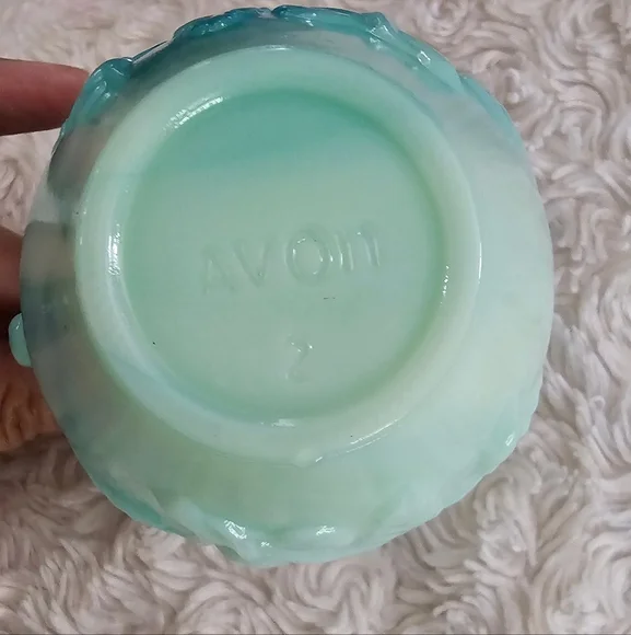 Vintage 1970s Avon Aqua Swirl Floral Rose Decanter Pitcher 4.5 Inch Tall EUC - Picture 14 of 16